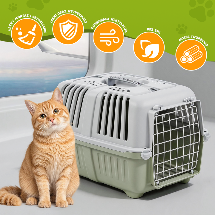 MPS PET TRANSPORTER DLA ZWIERZĄT FURFORT PRATIKO METAL 3 BPA FREE zielony 60x40x39cm do 15 kg