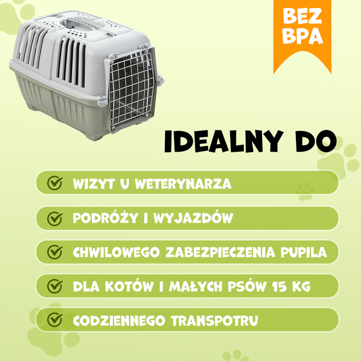 MPS PET TRANSPORTER DLA ZWIERZĄT FURFORT PRATIKO METAL 3 BPA FREE zielony 60x40x39cm do 15 kg