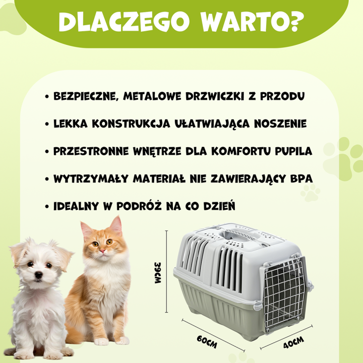 MPS PET TRANSPORTER DLA ZWIERZĄT FURFORT PRATIKO METAL 3 BPA FREE zielony 60x40x39cm do 15 kg