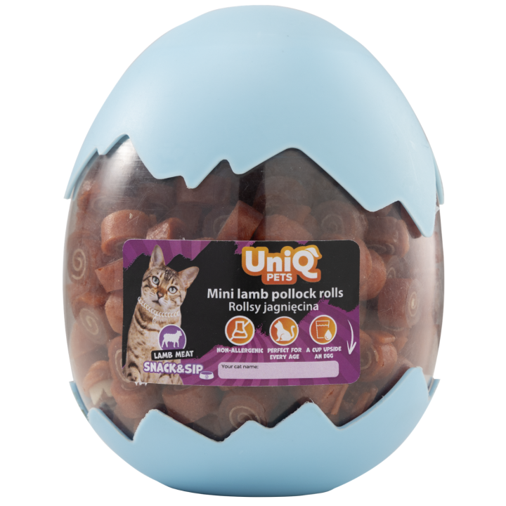 UNIQ PETS CAT SNACK&SIP SNIFFY 400g pod Rollsy jagnięcina