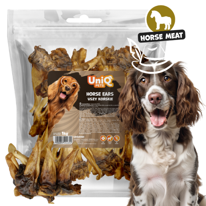 Naturalne przysmaki dla psa uszy końskie 1kg UNIQ PETS