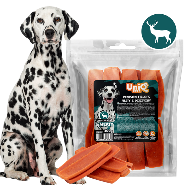 UNIQ PETS PRZYSMAKI DLA PSA MEATY 300g filety z dziczyzny