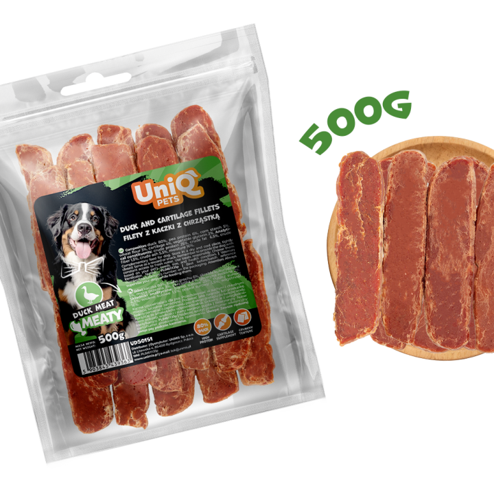UNIQ PETS PRZYSMAKI DLA PSA MEATY 500g filety z kaczki z chrząstką
