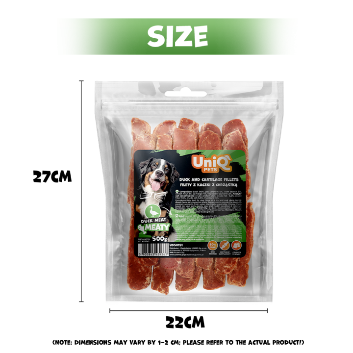 UNIQ PETS PRZYSMAKI DLA PSA MEATY 500g filety z kaczki z chrząstką