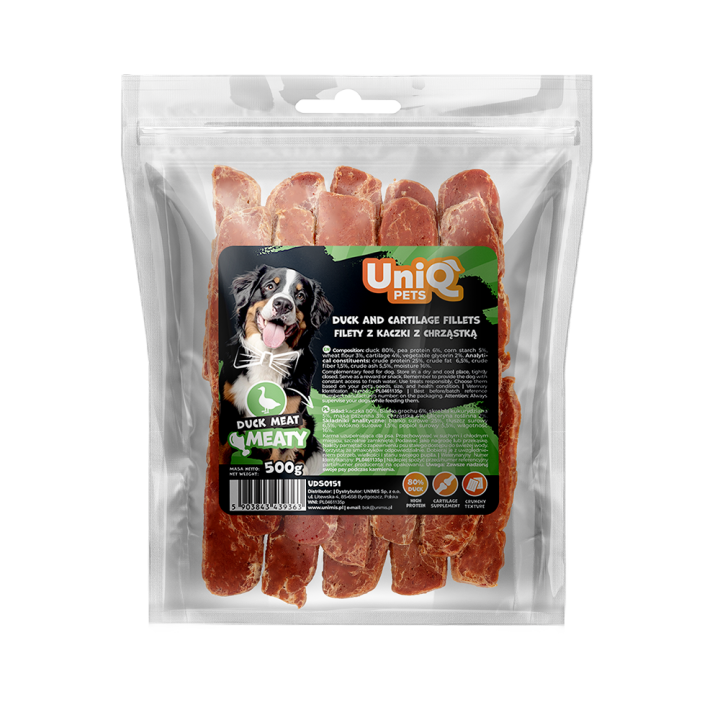 UNIQ PETS PRZYSMAKI DLA PSA MEATY 500g filety z kaczki z chrząstką