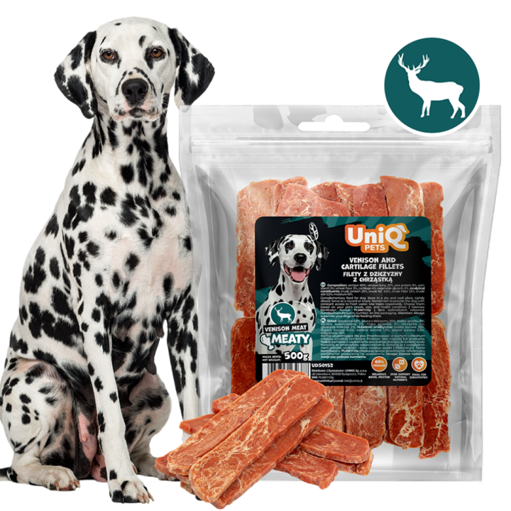 UNIQ PETS PRZYSMAKI DLA PSA MEATY 500g filety z dziczyzny z chrząstką