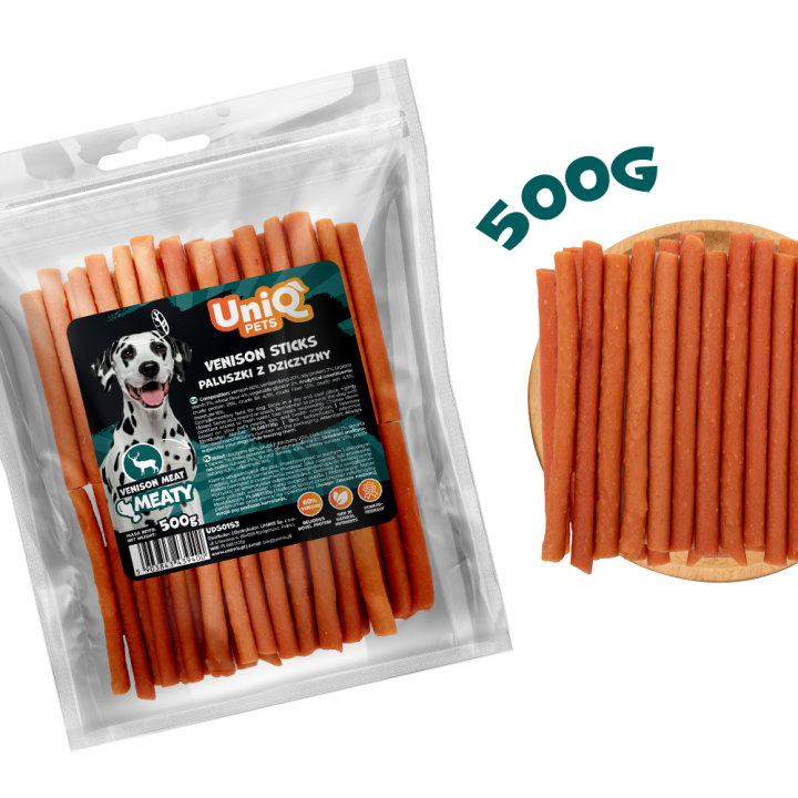 UNIQ PETS PRZYSMAKI DLA PSA MEATY 500g paluszki z dziczyzny