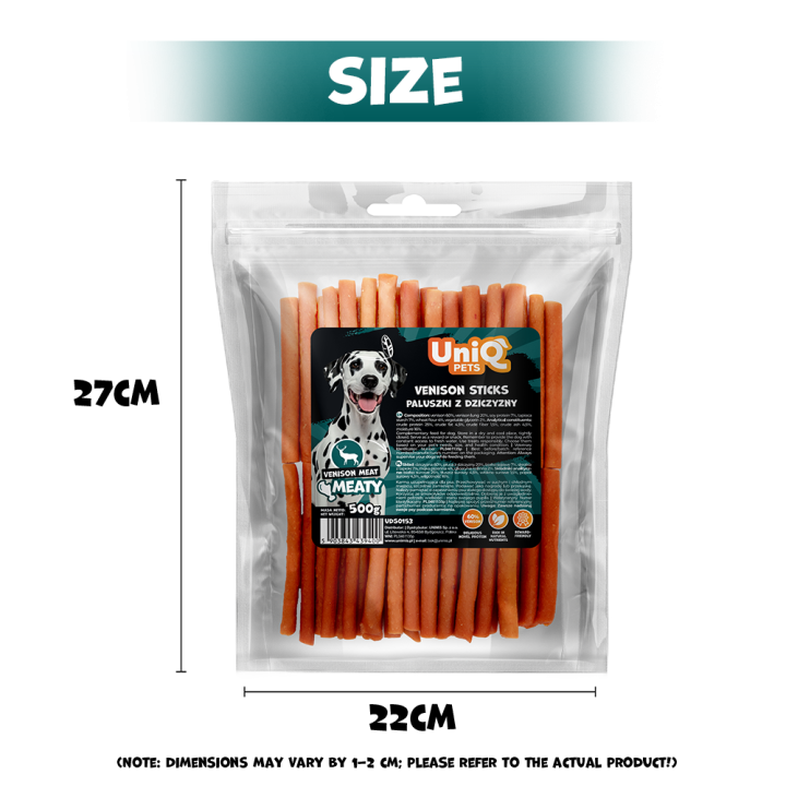 UNIQ PETS PRZYSMAKI DLA PSA MEATY 500g paluszki z dziczyzny