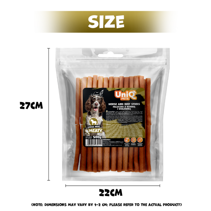 UNIQ PETS PRZYSMAKI DLA PSA MEATY 500g paluszki z konina i wołowiną