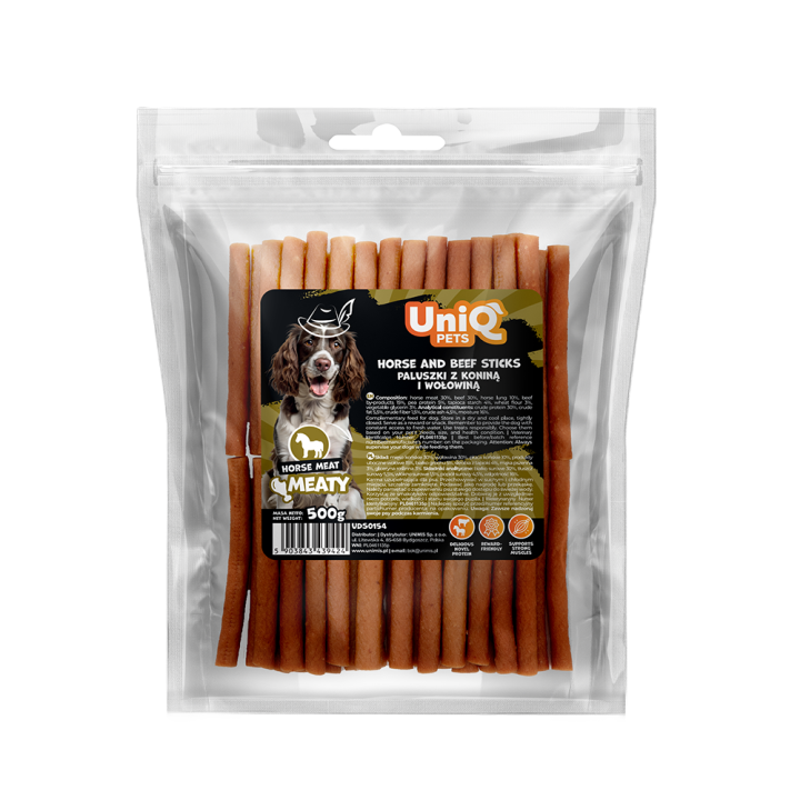 UNIQ PETS PRZYSMAKI DLA PSA MEATY 500g paluszki z konina i wołowiną