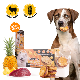 UNIQ PETS PRZYSMAKI DLA PSA COLLAGEN & FRUIT 30g x 10 szt. - donut kolagenowy z wołowiną i suszonym ananasem, 7 cm