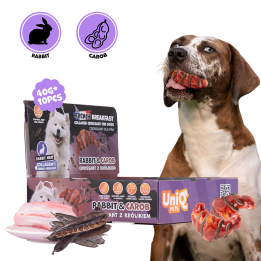 UNIQ PETS PRZYSMAKI DLA PSA COLLAGEN&FRENCH BREAKFAST 40g x 10 szt rogalik kolagenowy z królikiem i mączką z chleba świętojański