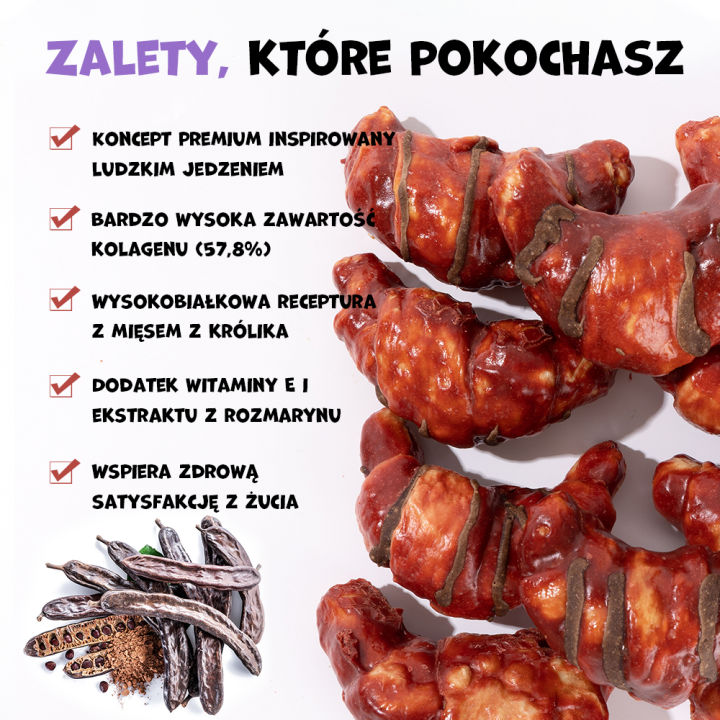 UNIQ PETS PRZYSMAKI DLA PSA COLLAGEN&FRENCH BREAKFAST 40g x 10 szt rogalik kolagenowy z królikiem i mączką z chleba świętojański