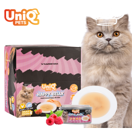 UNIQ PETS KARMA MOKRA DLA KOTA DAILY DRINK HAPPY BELLY NAPÓJ NAWADNIAJĄCY szarpany kurczak, tuńczyk i malina, 85 ml x 8 szt., pu