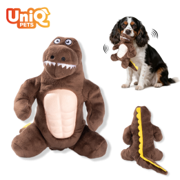 UNIQ PETS PLUSZOWA ZABAWKA DLA PSA SQUEAKIES brązowy krokodyl z umięśnionym brzuchem i piszczałką, 15×25x20 cm