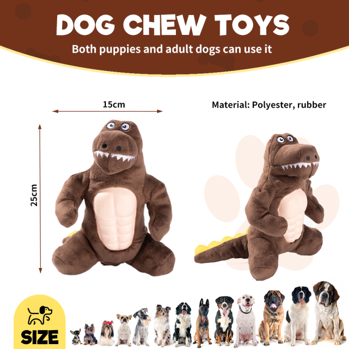UNIQ PETS PLUSZOWA ZABAWKA DLA PSA SQUEAKIES brązowy krokodyl z umięśnionym brzuchem i piszczałką, 15×25x20 cm