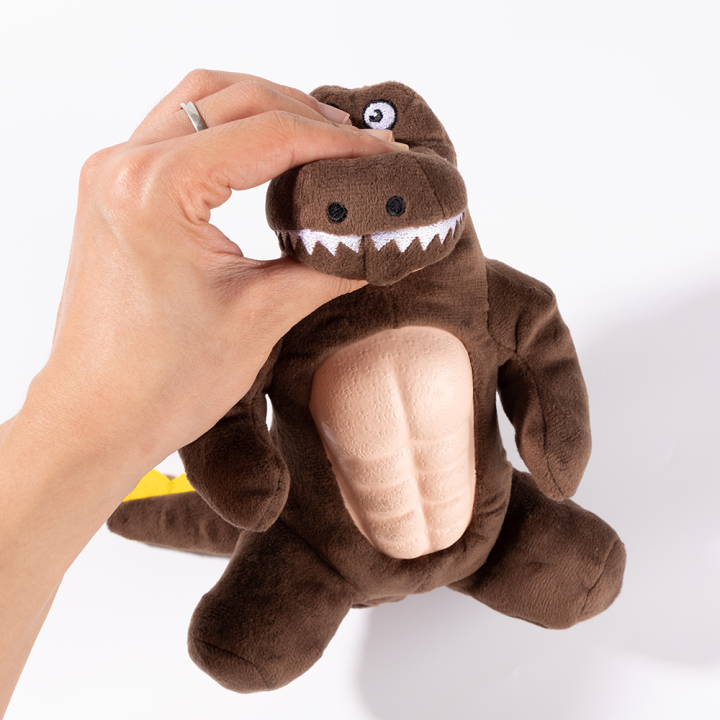 UNIQ PETS PLUSZOWA ZABAWKA DLA PSA SQUEAKIES brązowy krokodyl z umięśnionym brzuchem i piszczałką, 15×25x20 cm
