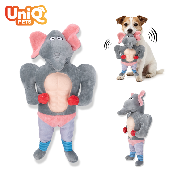 UNIQ PETS PLUSZOWA ZABAWKA DLA PSA SQUEAKIES słoń z umięśnionym brzuchem i piszczałką, 34×21×8 cm