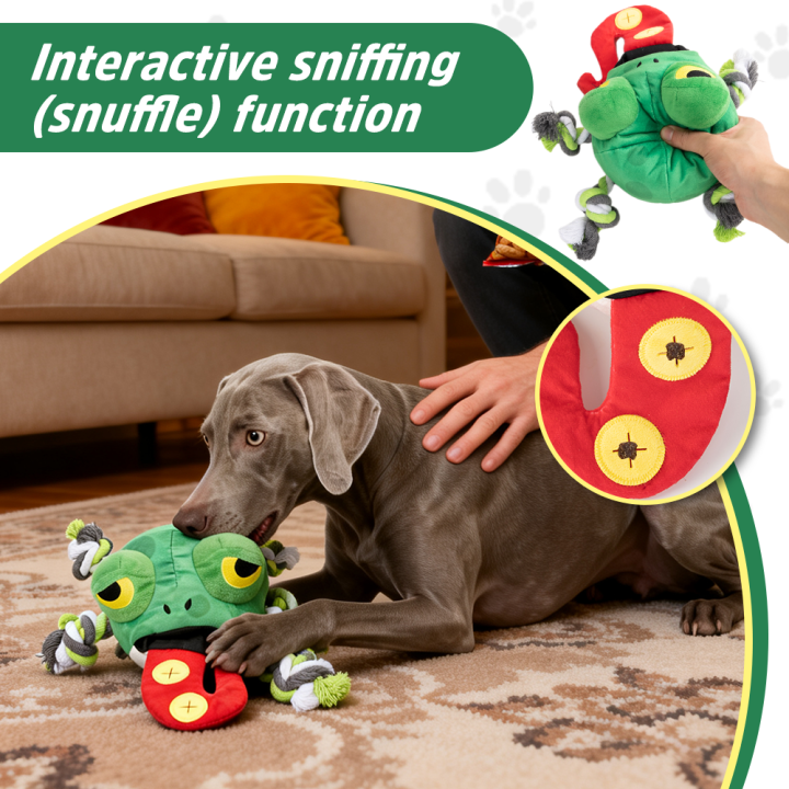 UNIQ PETS PLUSZOWA ZABAWKA DLA PSA SNIFFIES śpiąca żabka z piszczałką, 24×13,5×12 cm