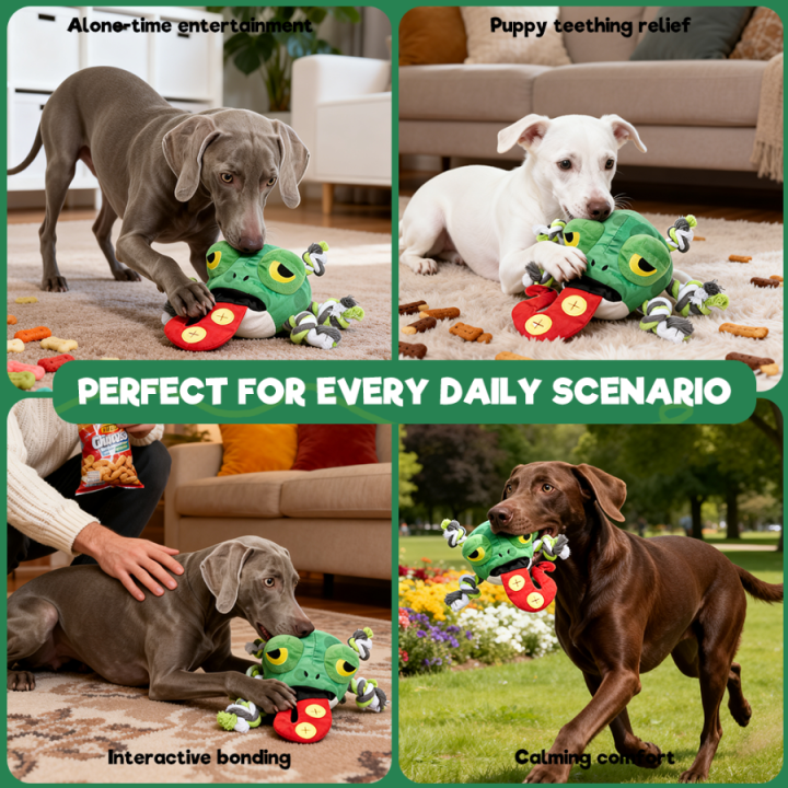 UNIQ PETS PLUSZOWA ZABAWKA DLA PSA SNIFFIES śpiąca żabka z piszczałką, 24×13,5×12 cm