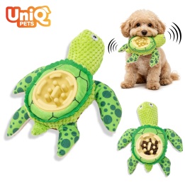 UNIQ PETS PLUSH DOG TOY&BOWL SLOWY–zabawka dla psa z matą do lizania – zielony żółw z piszczałką, 24,5 x 21,5 x 7 cm