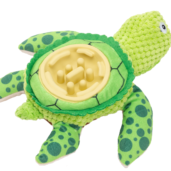 UNIQ PETS PLUSH DOG TOY&BOWL SLOWY–zabawka dla psa z matą do lizania – zielony żółw z piszczałką, 24,5 x 21,5 x 7 cm