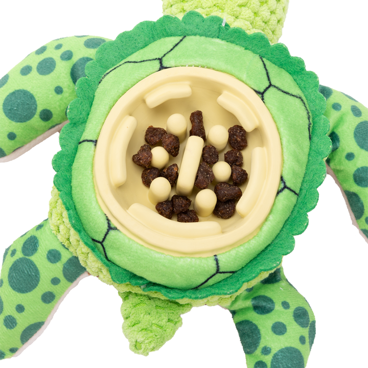UNIQ PETS PLUSH DOG TOY&BOWL SLOWY–zabawka dla psa z matą do lizania – zielony żółw z piszczałką, 24,5 x 21,5 x 7 cm