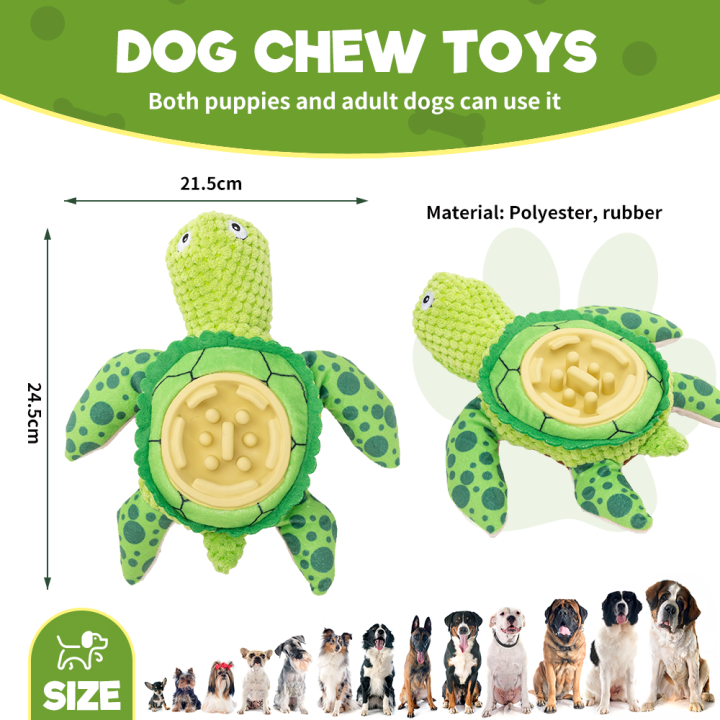 UNIQ PETS PLUSH DOG TOY&BOWL SLOWY–zabawka dla psa z matą do lizania – zielony żółw z piszczałką, 24,5 x 21,5 x 7 cm