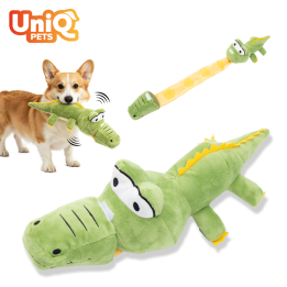 UNIQ PETS PLUSZOWA ZABAWKA DLA PSA SNIFFIES odpinany zielony krokodyl z piszczałką, 75×14x12 cm