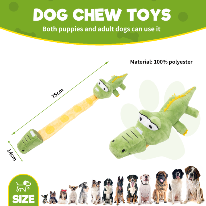 UNIQ PETS PLUSZOWA ZABAWKA DLA PSA SNIFFIES odpinany zielony krokodyl z piszczałką, 75×14x12 cm