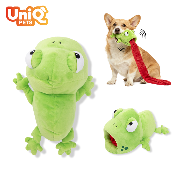 UNIQ PETS PLUSZOWA ZABAWKA DLA PSA SNIFFIES żaba z długim językiem i piszczałką, 90×20×17 cm
