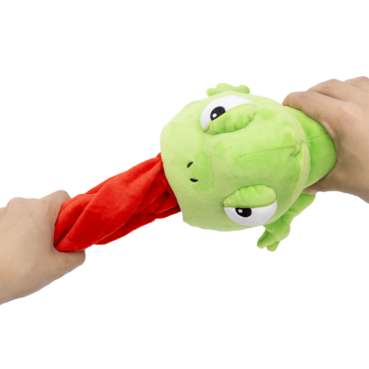 UNIQ PETS PLUSZOWA ZABAWKA DLA PSA SNIFFIES żaba z długim językiem i piszczałką, 90×20×17 cm