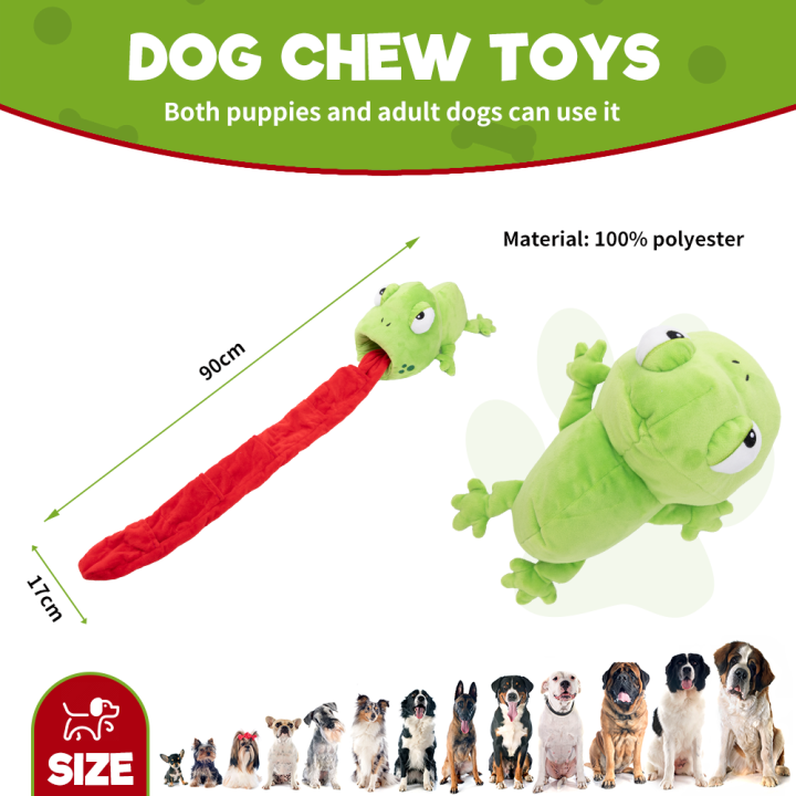 UNIQ PETS PLUSZOWA ZABAWKA DLA PSA SNIFFIES żaba z długim językiem i piszczałką, 90×20×17 cm