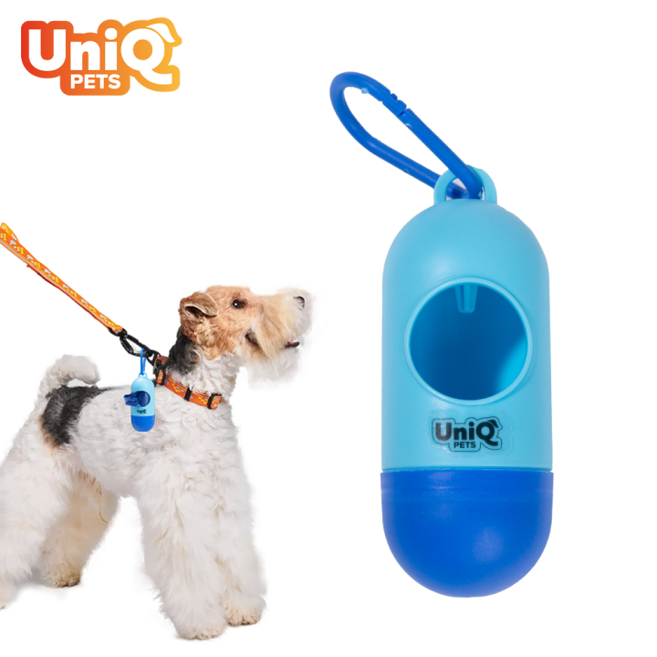 UNIQ PETS PET AKCESORIA DLA ZWIERZĄT EASYCLEAN dyspenser do woreczków na odchody z okrągłym otworem, niebieski, 9×4 cm