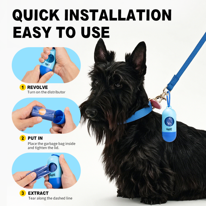 UNIQ PETS PET AKCESORIA DLA ZWIERZĄT EASYCLEAN dyspenser do woreczków na odchody z okrągłym otworem, niebieski, 9×4 cm