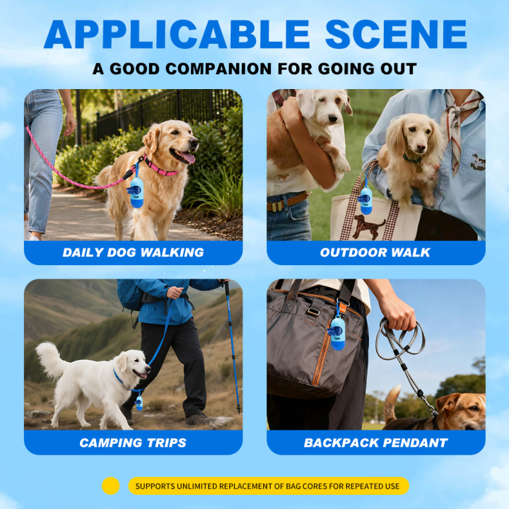 UNIQ PETS PET AKCESORIA DLA ZWIERZĄT EASYCLEAN dyspenser do woreczków na odchody z okrągłym otworem, niebieski, 9×4 cm