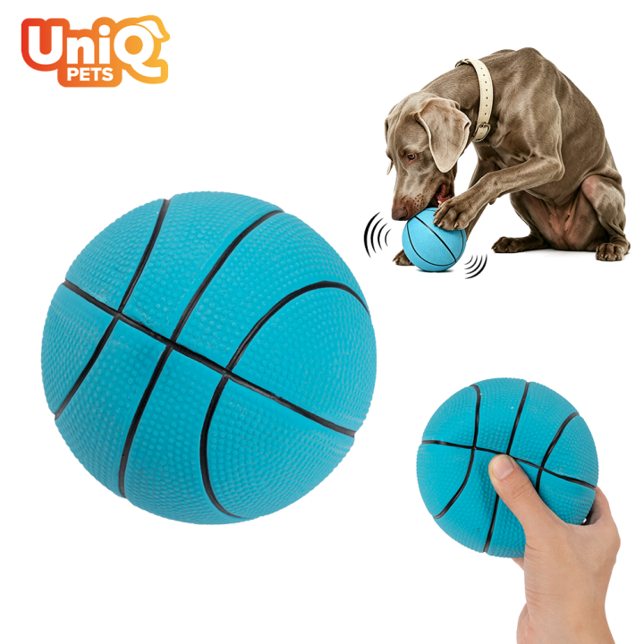 UNIQ PETS piłka z piszczałką niebieska 13cm SPORTY