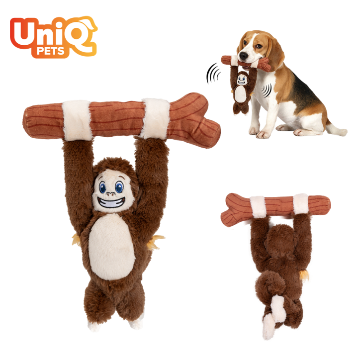 UNIQ PETS pluszowa zabawka dla psa brązowa małpka akrobata