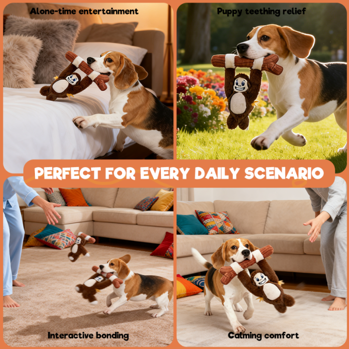 UNIQ PETS pluszowa zabawka dla psa brązowa małpka akrobata
