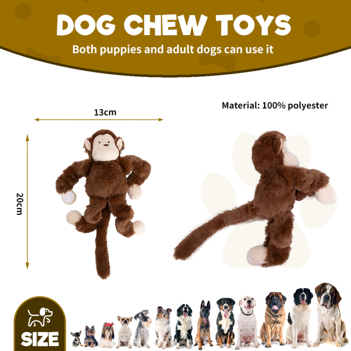UNIQ PETS zabawka dla psa brązowa małpka ze sprężystymi łapkami i piszczałką