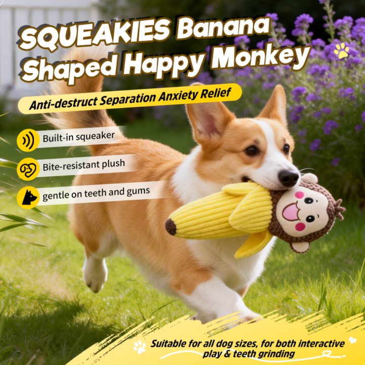 UNIQ PETS pluszowa zabawka dla psa mała wesoła małpka-banan z piszczałką,
