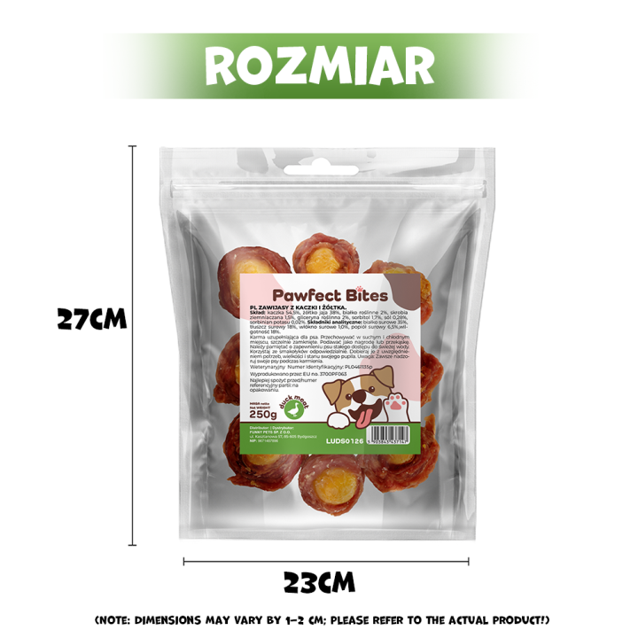 Pawfect Bites przysmaki dla psa 250g zawijasy z kaczki i żółtka