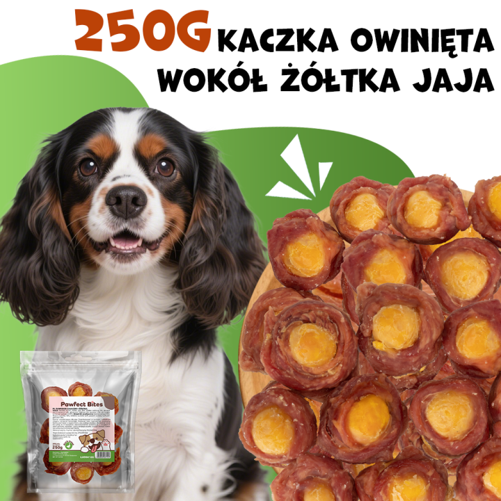 Pawfect Bites przysmaki dla psa 250g zawijasy z kaczki i żółtka