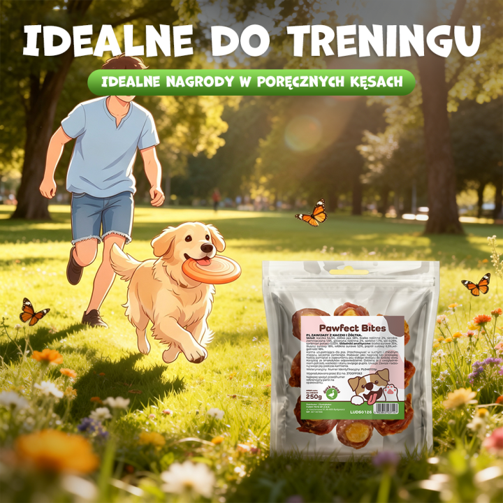 Pawfect Bites przysmaki dla psa 250g zawijasy z kaczki i żółtka