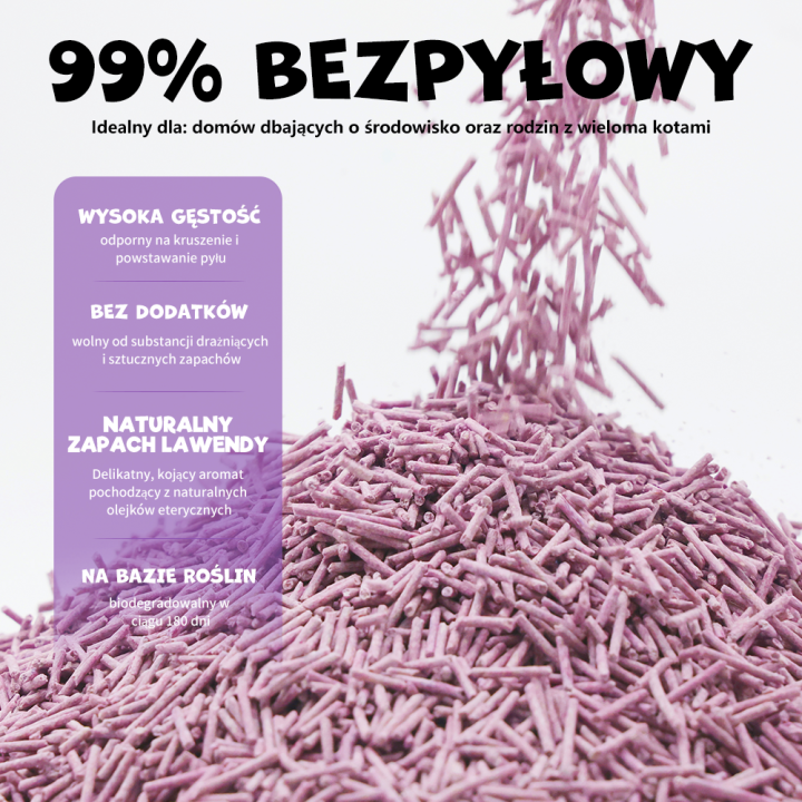 UNIQ PETS Żwirek tofu dla kota lawenda biodegradowalny