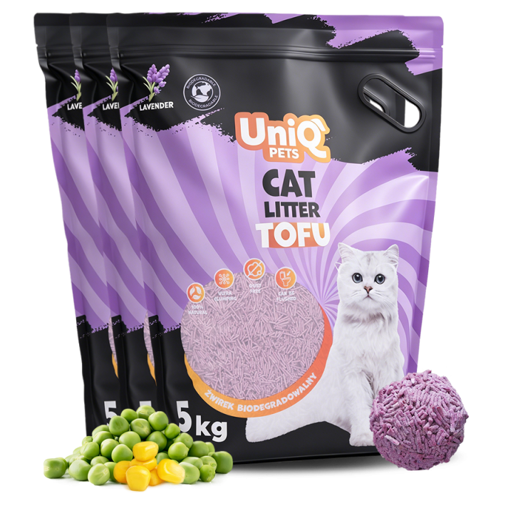 UNIQ PETS Żwirek tofu dla kota lawenda biodegradowalny