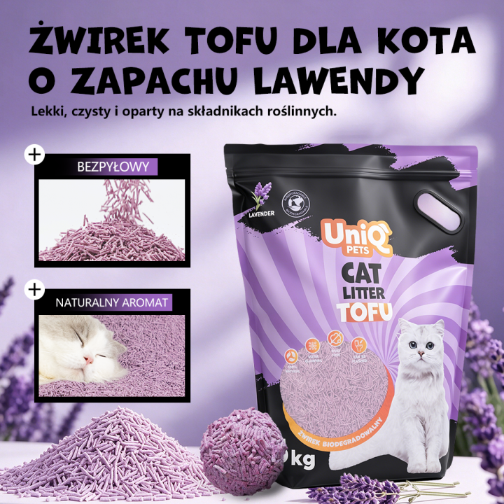 UNIQ PETS Żwirek tofu dla kota lawenda biodegradowalny