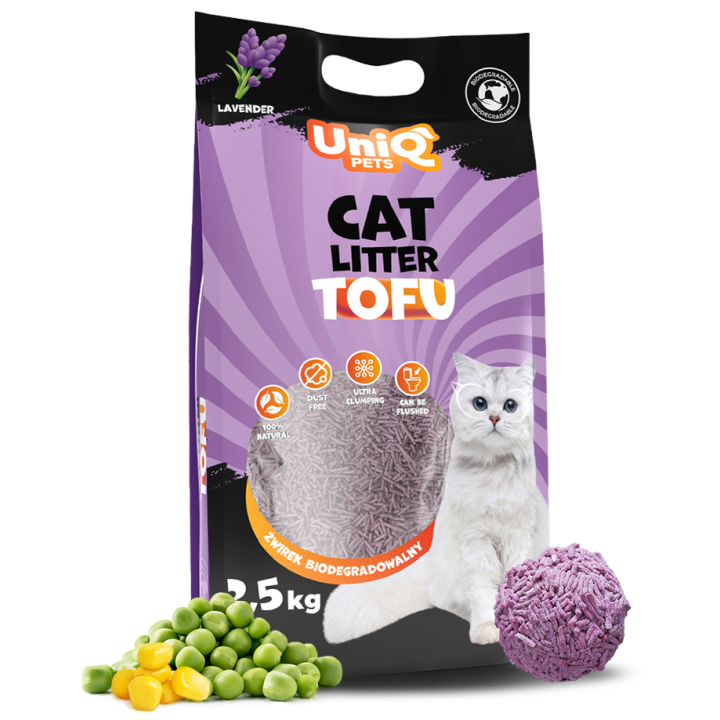 UNIQ PETS Żwirek tofu dla kota lawenda biodegradowalny