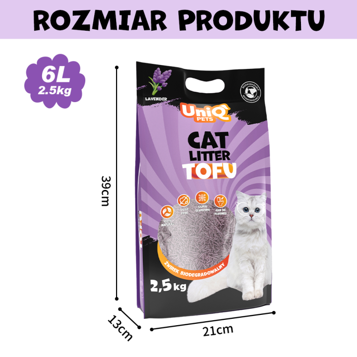 UNIQ PETS Żwirek tofu dla kota lawenda biodegradowalny