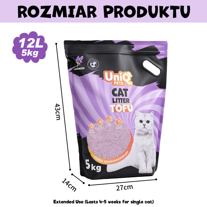 UNIQ PETS Żwirek tofu dla kota lawenda biodegradowalny